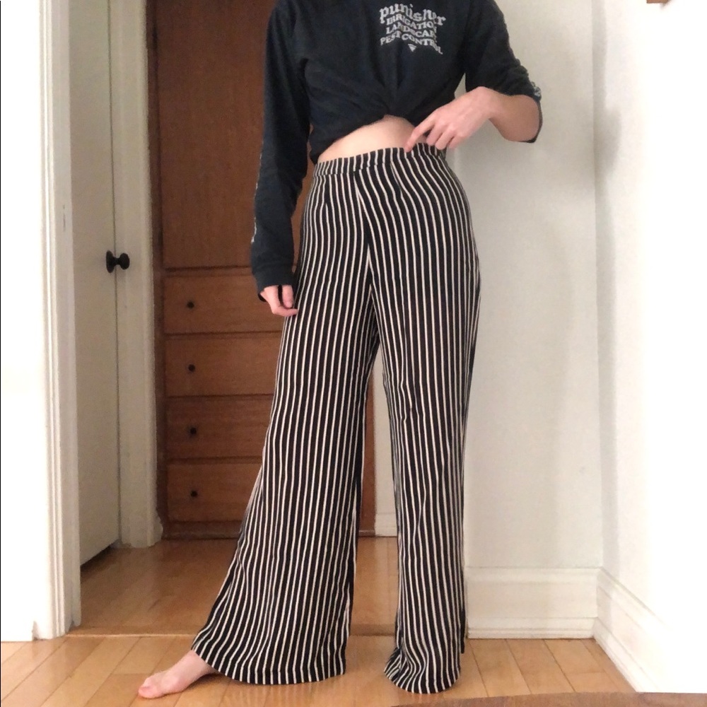 REFORMATION WIDE LEG STRIPED PANTS